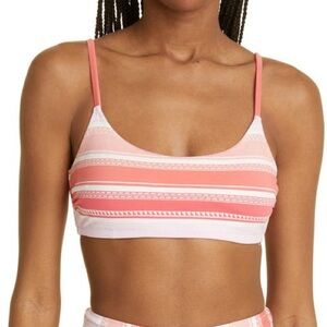 New Lemlem x Anthropologie Eschal Bralette Med Pink Lilac Striped Bikini Top